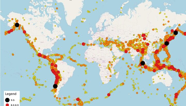 【画像あり】世界の地震分布図、ガチでやばすぎるｗｗｗｗｗｗｗｗｗｗ