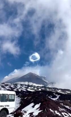 【衝撃】エトナ火山の神秘！渦輪現象が空に広がる