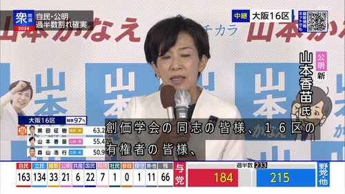 公明党・山本香苗「創価学会の同志の皆様」うっかり言ってしまうｗｗｗｗｗｗｗｗ